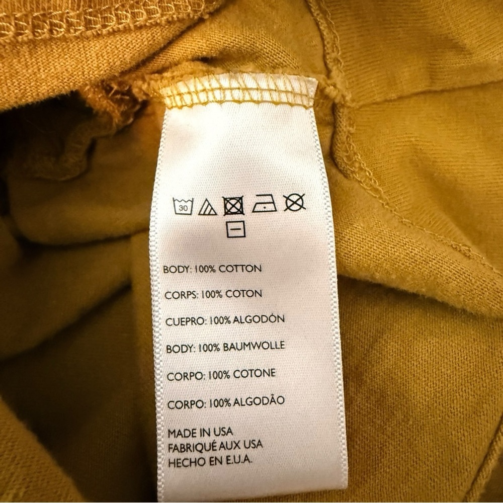 Beach M.M Mustard Yellow Cotton Ruched Sleeve Top Made in USA Size M/M oversized - Picture 6 of 9